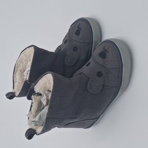Gymboree Bear Face Kids Boots Gray Black